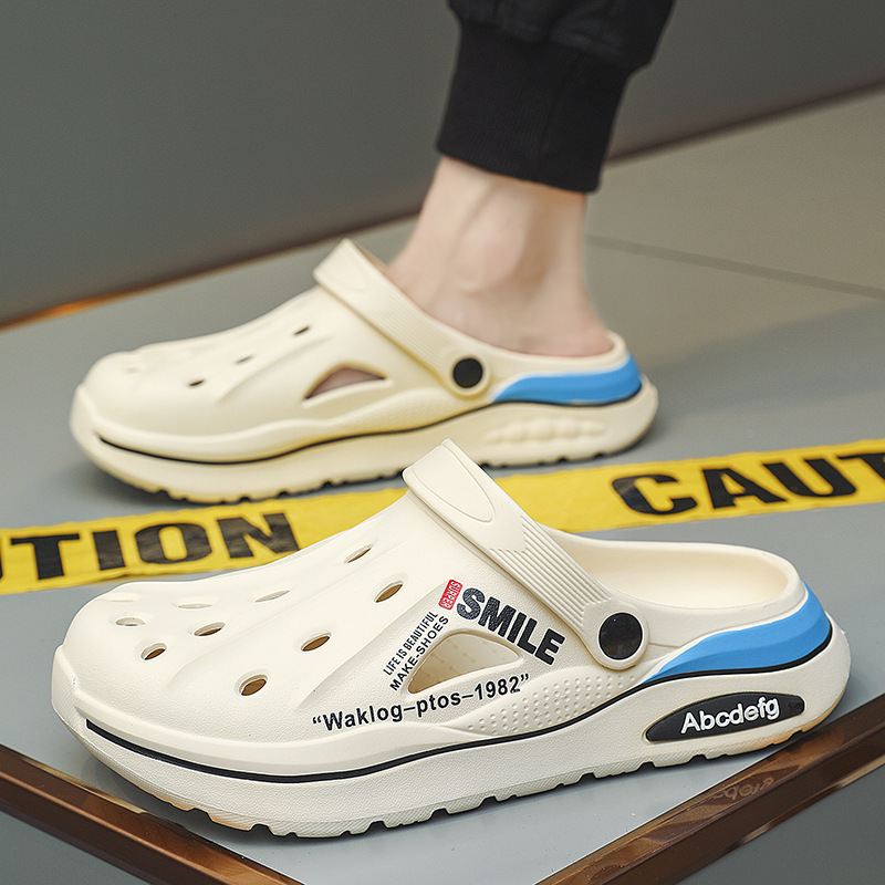 Zapatos con agujeros, sandalias de verano de dos desgaste, zapatos de suela gruesa EVA para hombre, sandalias de hombre de gran tamaño de alta gama