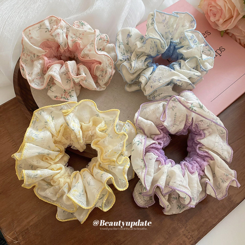 Sal marina, tela azul, encaje, lazo para el cabello de intestino grueso, cuerda para el cabello dulce y versátil, cuerda para el cabello con sensación de alta calidad, accesorios para el cabello