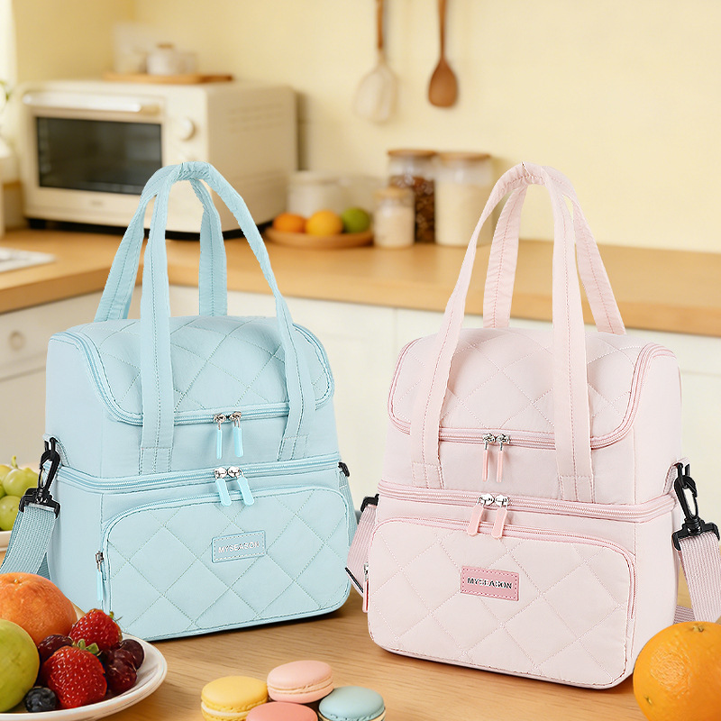 Bolsa de almuerzo transfronteriza de Amazon, bolsa de almuerzo de doble capa, bolsa de aislamiento térmico multifuncional, bolsa de almuerzo portátil para trabajar