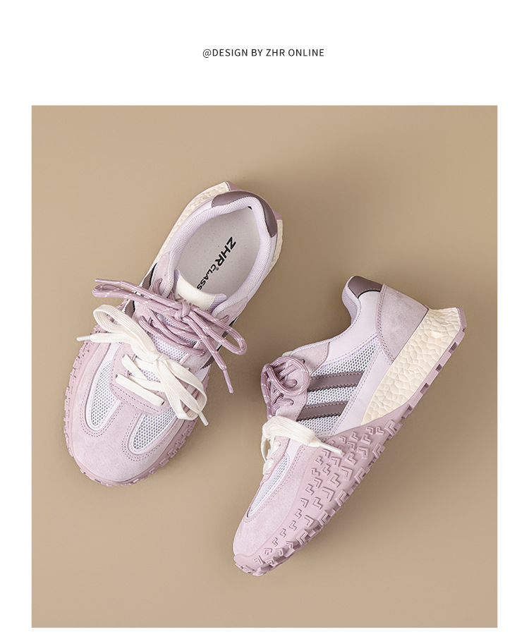 Giày sneaker nữ đế dày mesh thoáng khí phong cách cổ điển — Màu tím khoai môn KS129E chi tiết 23