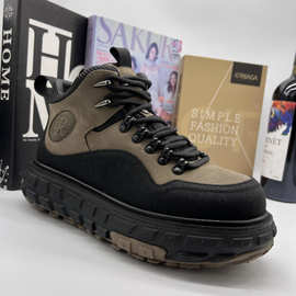 潮牌原创马丁靴男秋冬季加绒男鞋防滑保暖棉鞋英伦真皮高帮雪地靴