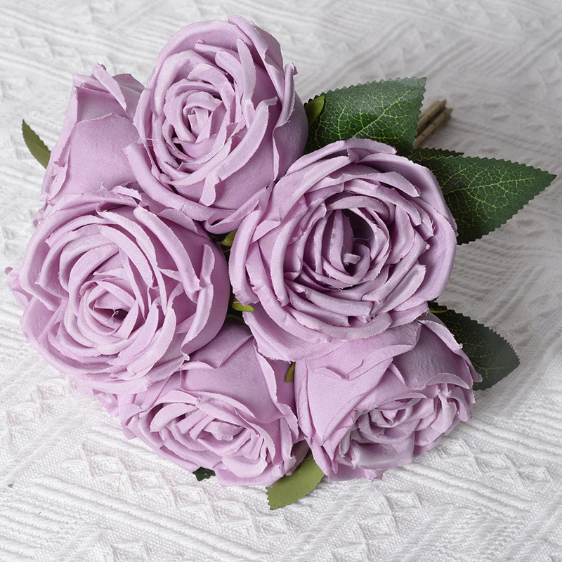 Rosa artificial 7-cabeza imperial concubina Rosa sosteniendo Flor de estilo europeo Flor de seda boda Hotel sala de estar decoración transfronteriza al por mayor