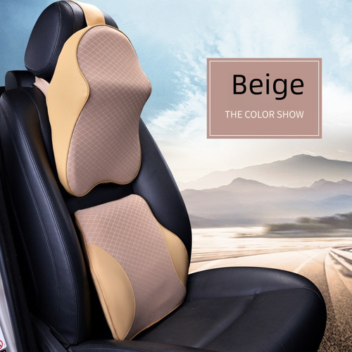 Car lumbar support, waist pillow, neck pillow, removable and washable, elastic memory foam, soft and comfortable, four-season universal car cushion