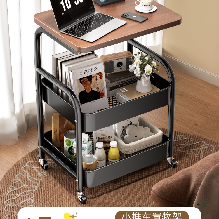 Used Movable Trolley Storage Rack Bedside Table Living Room Sofa Side Table Coffee Table Snack Storage Shelf