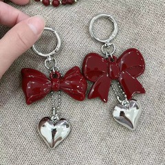 深紅蝶結び愛の立体キーホルダー携帯ストラップinsバッグアクセサリー個性自作創意掛け