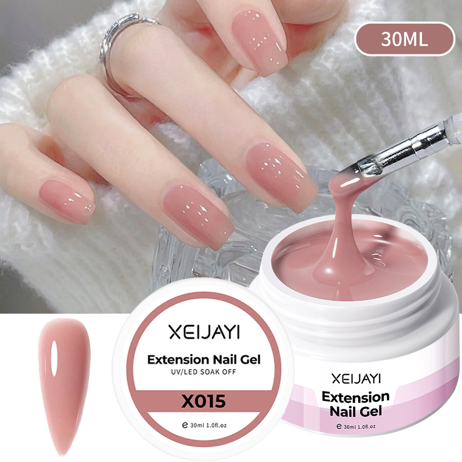 Pegamento de esmalte de uñas al por mayor Poly Gel Crystal pegamento de extensión 30ml pegamento de fototerapia bandeja sin papel Jelly Glue para salón de uñas