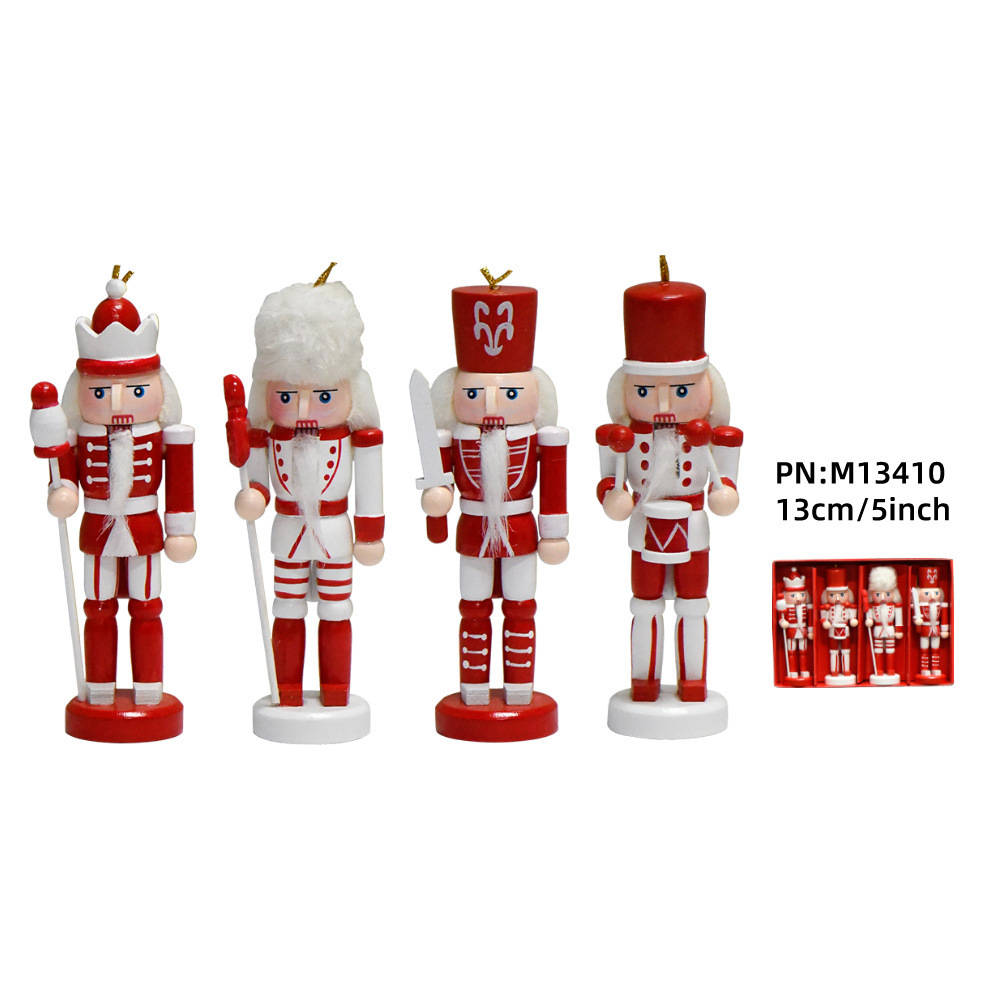 Tráfico fronterizo de madera cascanueces soldados adornos 13cm set tetra dopamina colgante árbol de Navidad hogar marionetas rey