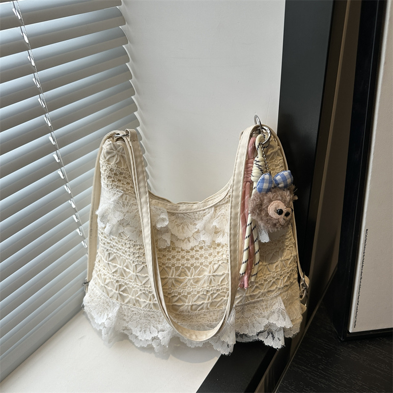 2025 moda Japón y Corea del Sur nuevo estilo bolso Tote verano ocio vacaciones hada encaje malla axila bolso de hombro bolso femenino