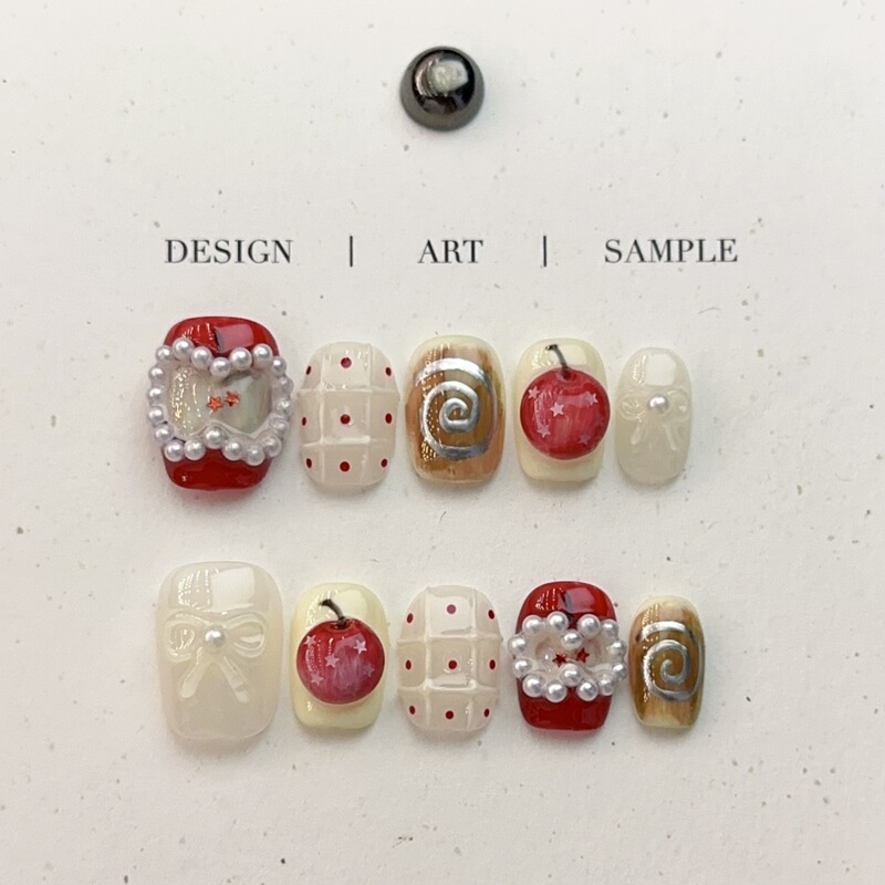 Purely Handmade Wearable Nails Xiaohongshu Popular Ins Style Christmas Peace Fruit New Year Red Nail Pieces Manicure Wholesale Purely Handmade Wearable Nails Xiaohongshu Popular Ins Style Christmas Peace Fruit New Year Red Nail Pieces Manicure Wholesale