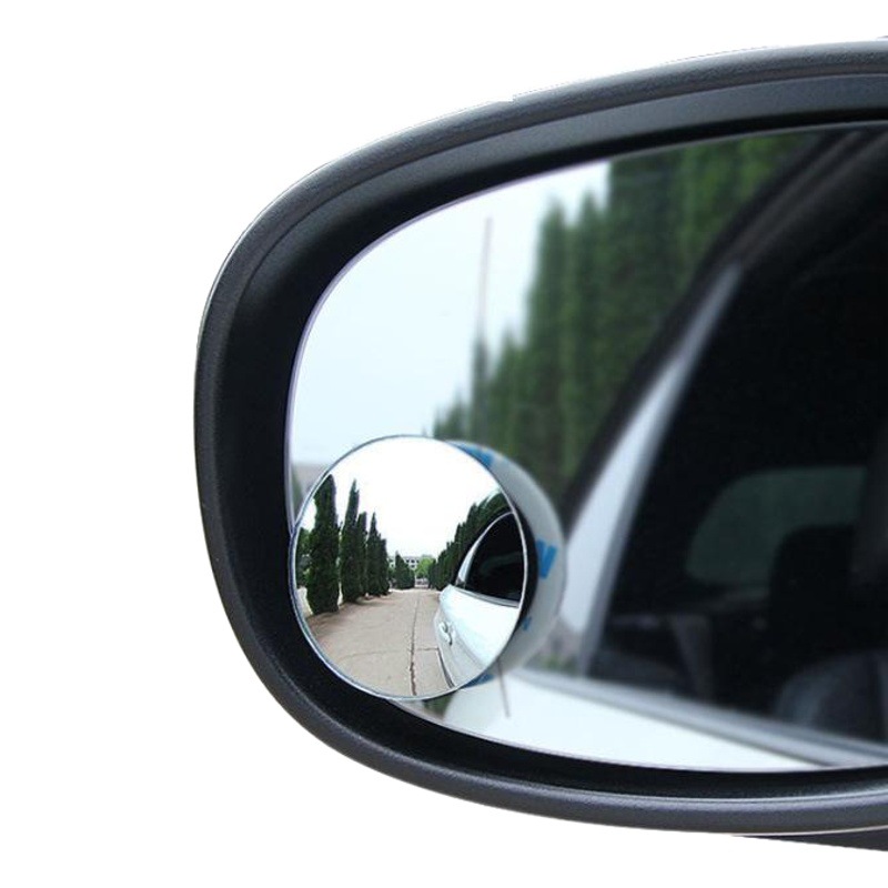 Espejo retrovisor del coche pequeño espejo redondo espejo retrovisor 360 grados ajustable sin marco pequeño espejo redondo punto ciego gran angular espejo auxiliar