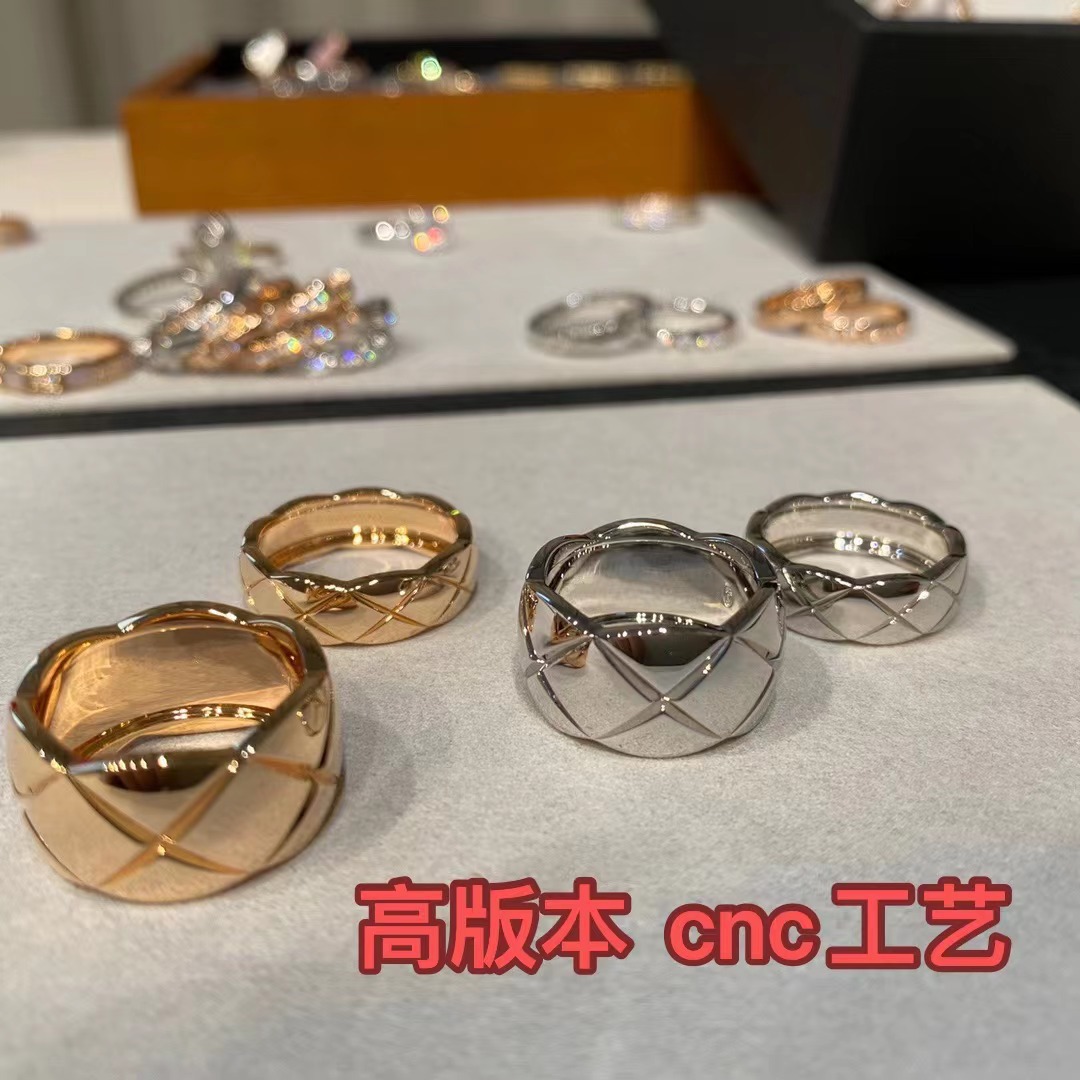 High version diamond pattern plated 18K gold ring women's small fragrant style food ring men's and women's couples pair ring CNC carved original single