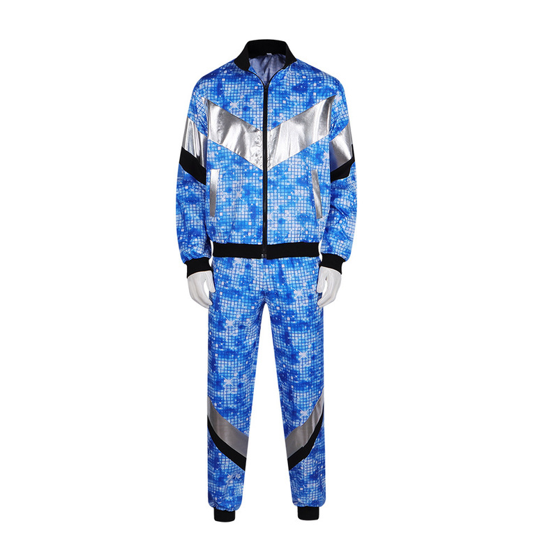 80S Retro Disco Dance Costume Cosplay Hip-Hop Tracksuit Jacket Cosplay Halloween Performance Costume
