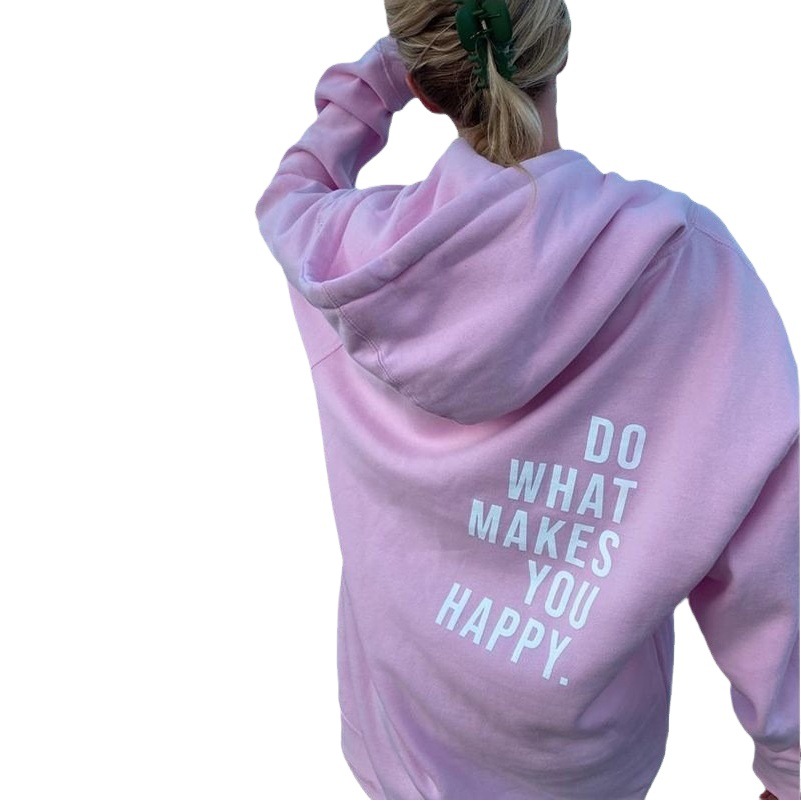 XS-5X código europeo mangas de hombros caídos señoras comercio exterior nuevo producto patrón de letras estampado retro tops con capucha suelta