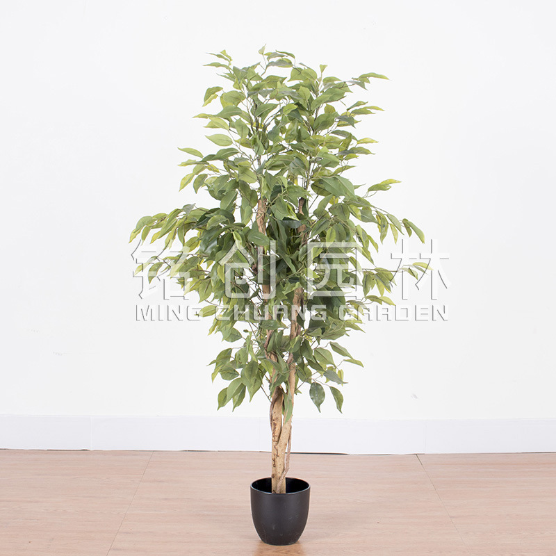 Fábrica de árboles artificiales Venta caliente decoración de plátano artificial planta verde artificial en maceta comercial decoración suave árbol artificial