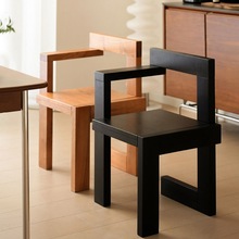 中古实木餐椅北欧简约设计师书桌复古创意扶手单人休闲梳妆椅凳子