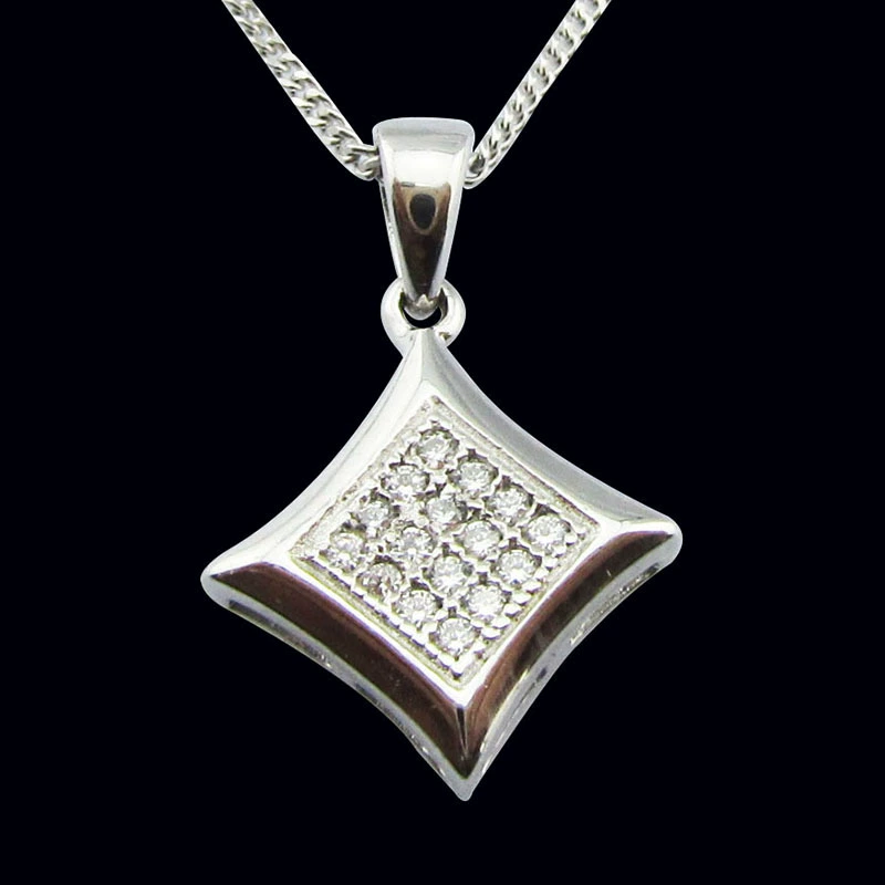 Pendant solar-powered, stone inlay, platinum zirconium, accessory, silver 925 sample