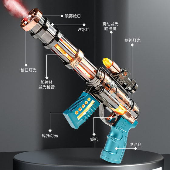 Electric Luminous Gatling Chicken Eating Children's Electric Toy Gun Boy Simulation Flashy Sound Telescopic Spray Sound and Light