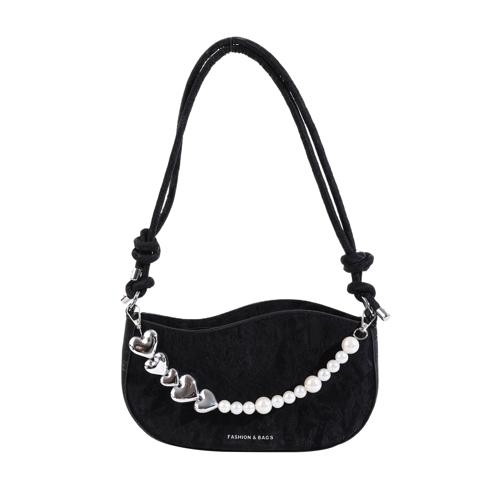 Textura de celebridades de Internet, bolso pequeño de estilo occidental para mujer 2024 verano nuevo bolso de hombro de perlas, bolso de axila de mensajero de moda de todo fósforo