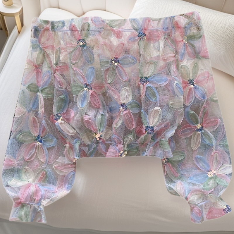 Foreign Trade French Super Fairy One-Shoulder Long-Sleeved Stereo Flower Mesh Summer Women's Shirt, Loose and Slimming