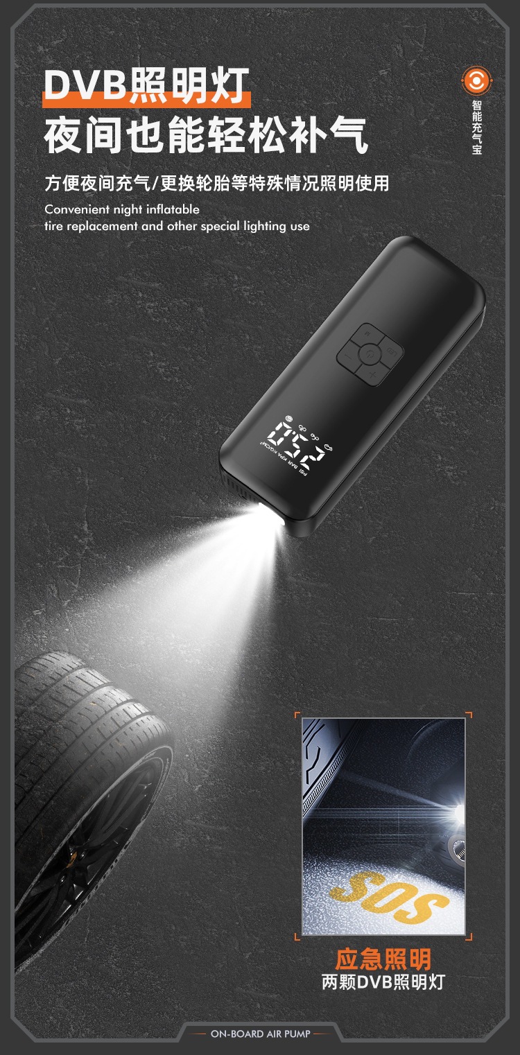 Car Wireless Air Pump, Car Air Pump, Electric Tire High-Pressure Quick-Start Air Pump, All-In-One Electric Pump