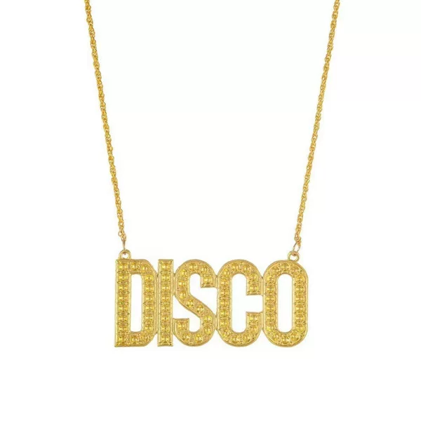 Cross-border minimalist letter necklace, personalized trendy alloy DISCO necklace, hip-hop style rap necklace