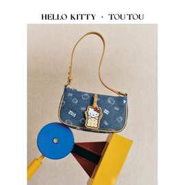 TOUTOUhellokitty凯蒂猫牛仔法棍腋下包哈喽kt单肩斜挎包生日礼物