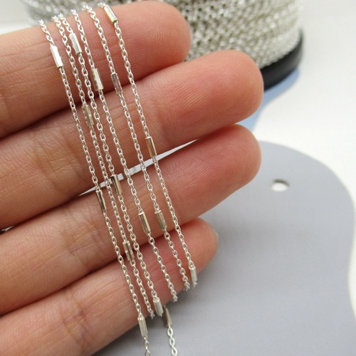 Wanli 1+1 chain loose chain pearl chain o-shaped chain s925 sterling silver handmade DIY accessories semi-finished hand and foot necklace strip