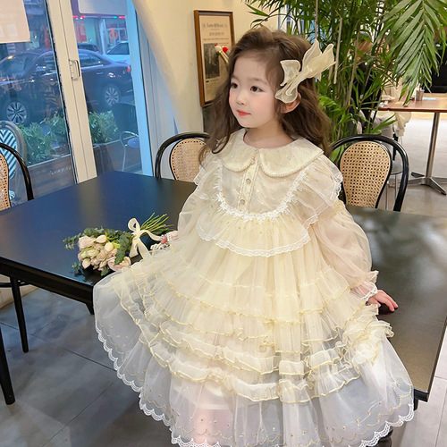 Princess Dress for Girls Spring 2024 New Children's Dress Trendy Baby Girl Lolita Skirt Girls Gown Dress