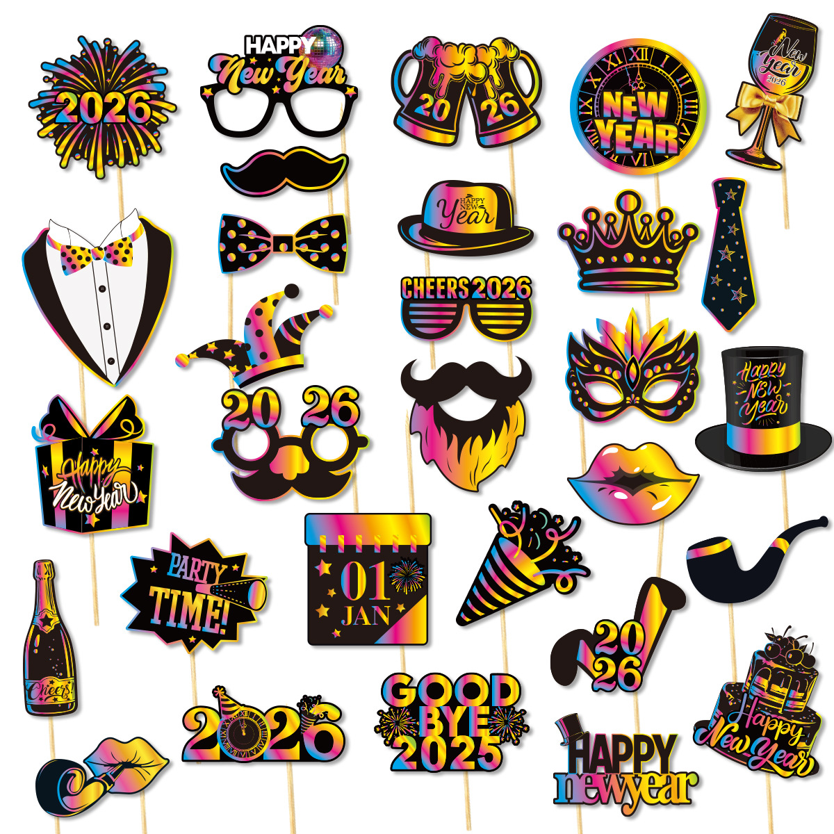 2026 New Year Party Funny Photo Props New Year's Eve Party Glasses Mask Dress up Photo Decoration