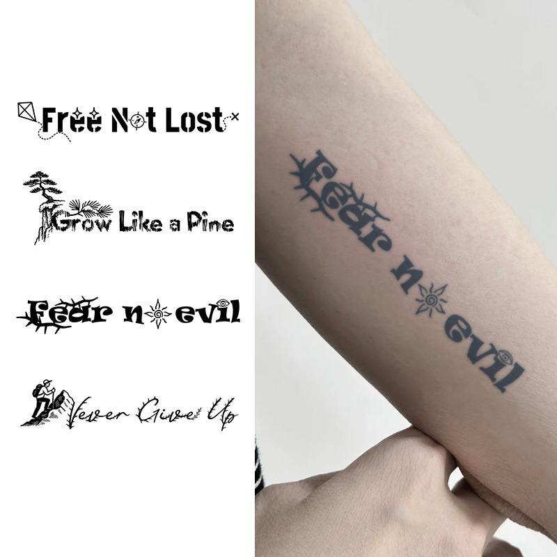Cross-Border Inspirational English Tattoo Stickers Pine Tree Climber Elements Simple and Powerful Temporary Tattoos Tough Personality Atmosphere Cross-Border Inspirational English Tattoo Stickers Pine Tree Climber Elements Simple and Powerful Temporary Tattoos Tough Personality Atmosphere