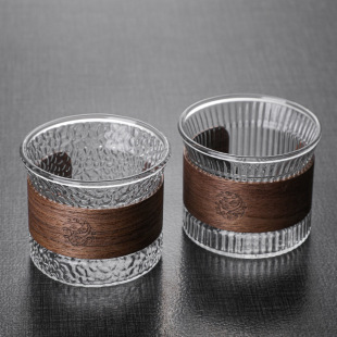 Anti-scald heat-resistant glass tea cup small tea cup kung fu tea set tea hammer pattern master cup tea bowl for home use