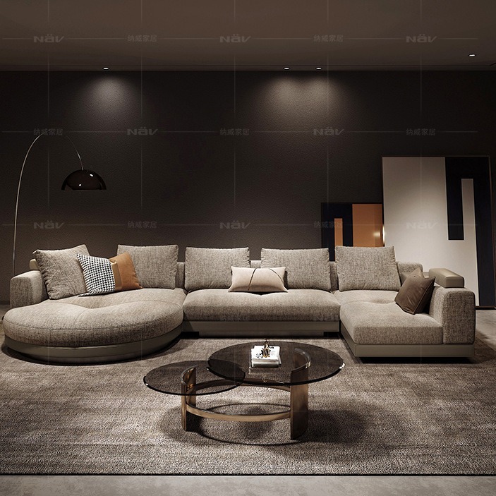 Semicircular compuesto de tela gran piso plano área de villa sala de modelo de departamento de ventas área de espera del hotel sofá compuesto de escuela