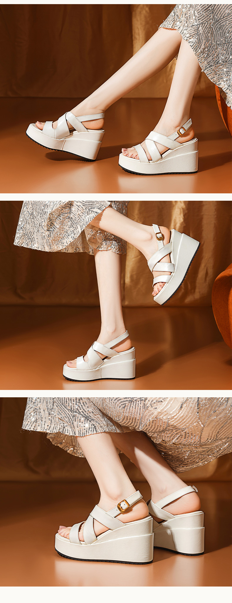 Sandal nữ hở mũi quai chéo đế xuồng cao gót 10 cm — Da cừu đen chi tiết 2