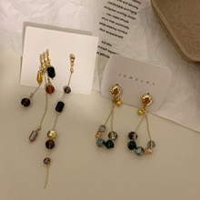 |暮光晚宴 蓝色水晶女士耳环复古港风高级感大衣耳饰