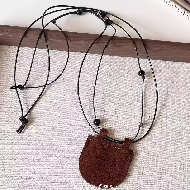包藏心动 复古豹纹皮质零钱包项链女长款毛衣链收纳包包挂脖配饰|undefined