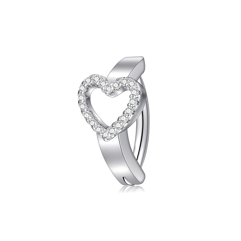 European American Cross-border Stainless Steel Smooth Ring With Personalized Flower Design And Zircon Inlay, Navel_voghion.com
