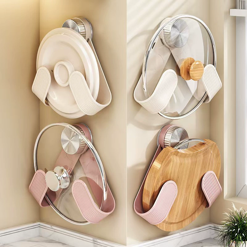 Толстая присоска Вращающаяся крышка кастрюли настенная подставка для посуды без пробивания