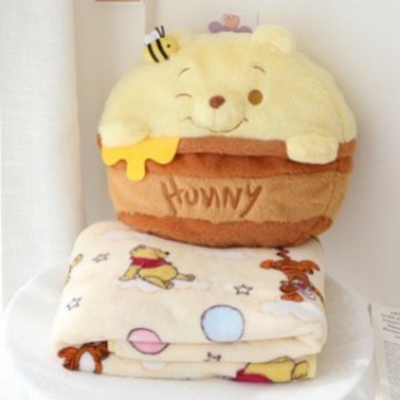 노란 곰 베개 담요