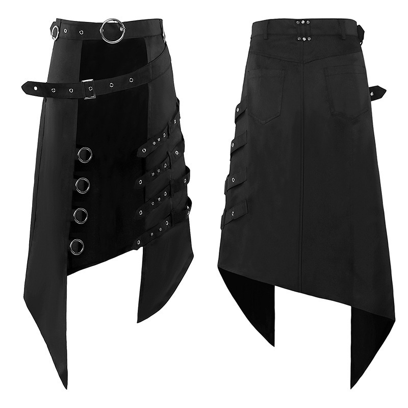 Amazon European and American Dark Rock Punk Ashes Series Gothic Asymmetrical Skirt Men's Stage Outfit Trendy Brand