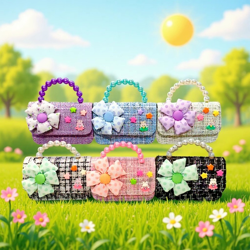 Bolso de perlas flores conejo camisa princesa accesorios de cambio bolso pequeño para niños cadena de billetera de Año Nuevo