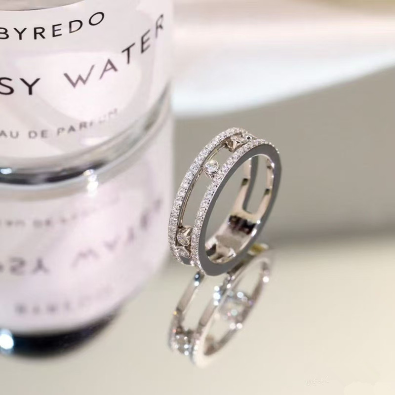 New Meijia Fashion Five-diamond Sliding Wedding Ring Women's Plating 18K French Style Personality Ball Rig Couple's Ring