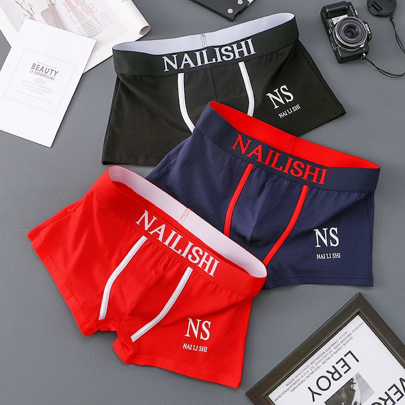 Популярное Мужское нижнее белье Хлопковое дышащее нижнее белье Мужские трусы-боксеры Молодежные модные трусы-боксеры Студенческие короткие штаны