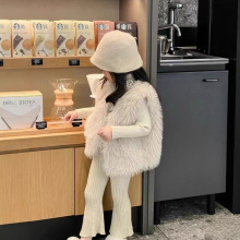 新款女童马甲加绒加厚仿狐狸毛百搭宝宝韩版皮草坎肩儿童背心外穿