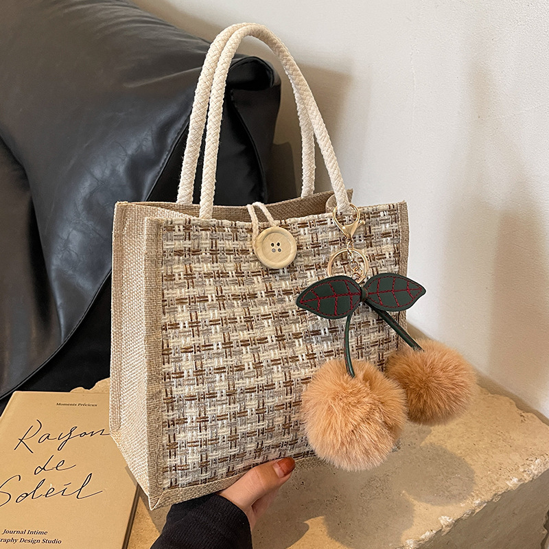 Borsa a tracolla piccola da ufficio in stile giapponese per ragazza, in lino per donna, modello 2024, alla moda e di tendenza_voghion.com