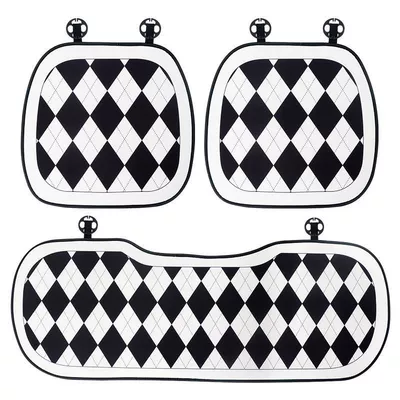 Car Seat Cushion, Summer Ventilated Silk: Seat cushion, seat cover - diamond-cushion-three-piece-set