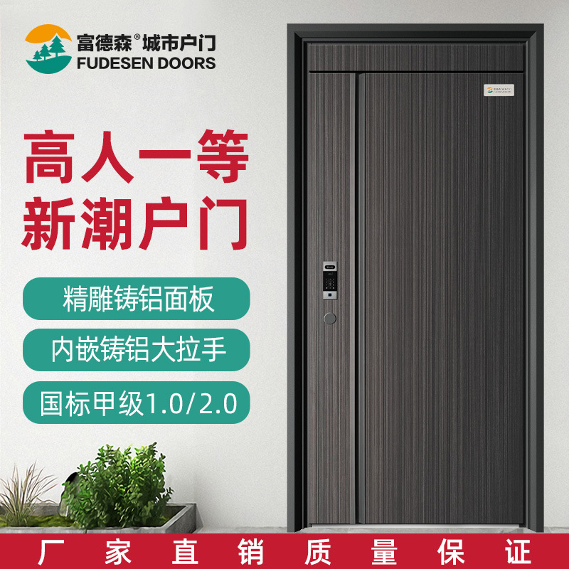 Fuderson Class A Security Door Home Entry Door Security Entry Door Fingerprint Lock Minimalist Mother and Son Door Villa Door