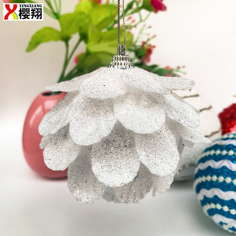 Nuevo pétalo de Navidad polvo de oro bola hoja bola ventana decoración árbol de Navidad brillo nieve blanca bola de espuma colgante