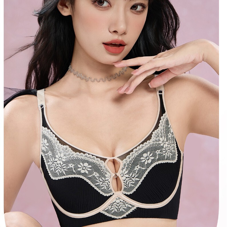 High-End Satin Eyelash Lace Sexy Big Breast Cd Cup Intimates Women's Ultra-Thin Comfortable Adjustable Bra Summer Comfort High-End Satin Eyelash Lace Sexy Big Breast Cd Cup Intimates Women's Ultra-Thin Comfortable Adjustable Bra Summer Comfort
