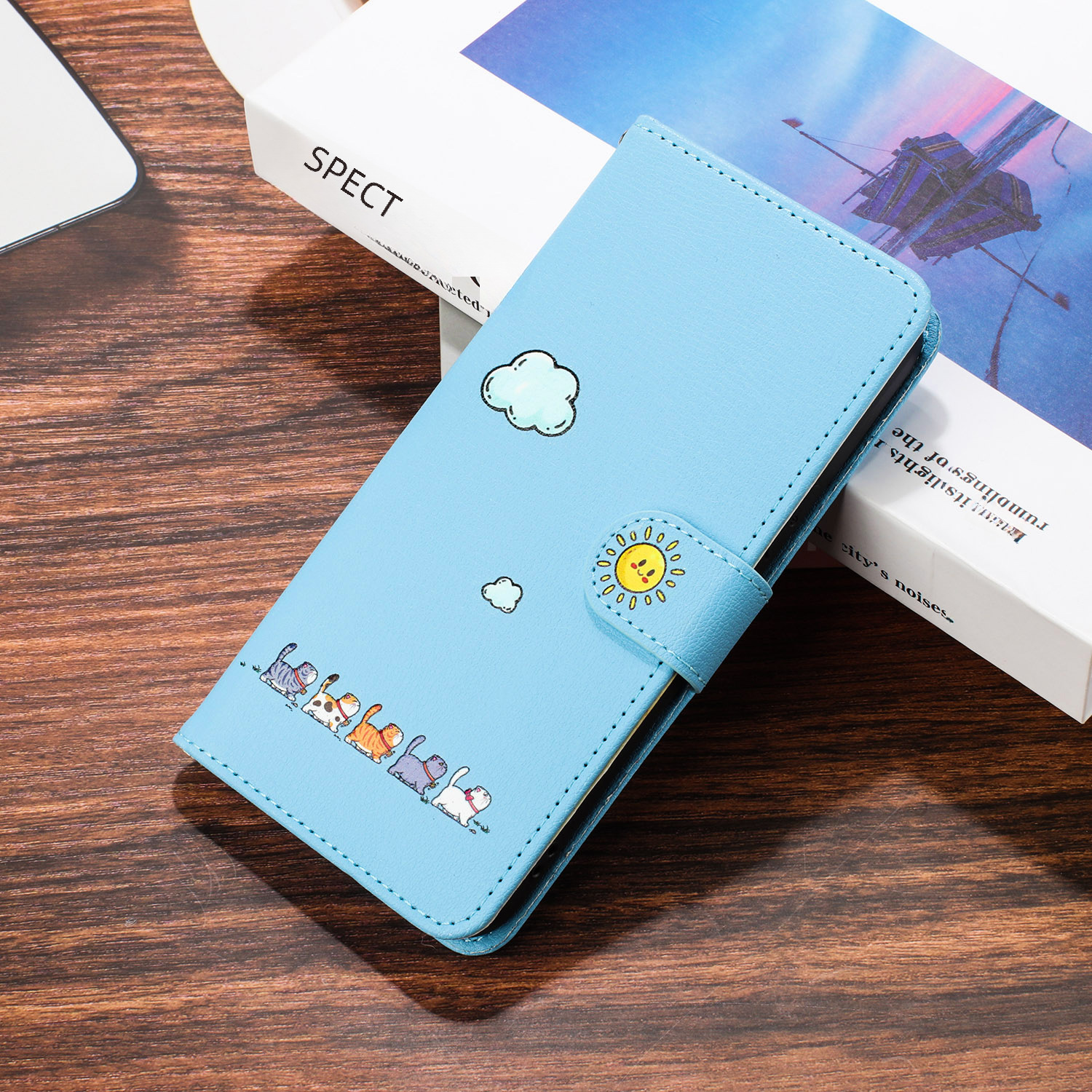 Coque de téléphone en cuir avec motif cartoon pour iphone 15 pro max_voghion.com