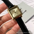 Square black leather